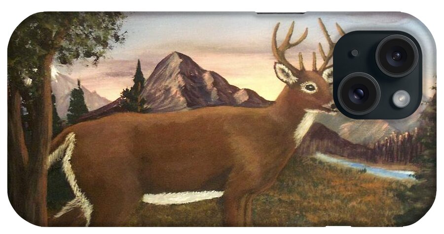 Deer iPhone Case featuring the painting Buck's Wilderness by Sheri Keith
