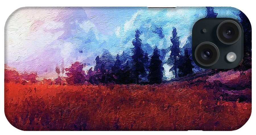 Impressive Natural Landscape iPhone Case featuring the painting Bucolic Paradise - 07 by AM FineArtPrints
