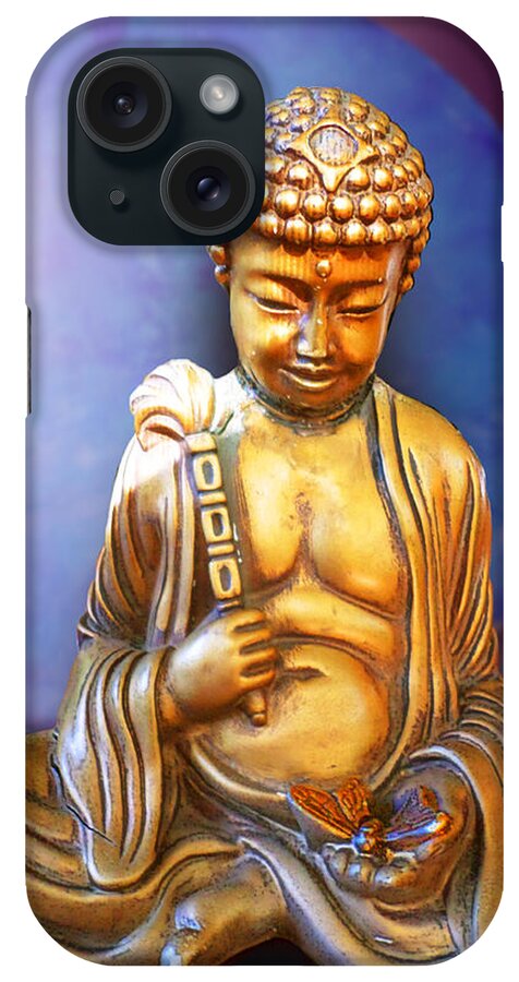 Buddha iPhone Case featuring the digital art Buddha with Butterfly by Ginny Schmidt