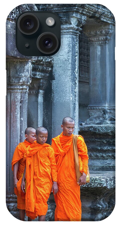 Buddhist iPhone Case featuring the photograph Buddhist Monks Cambodia by Stelios Kleanthous