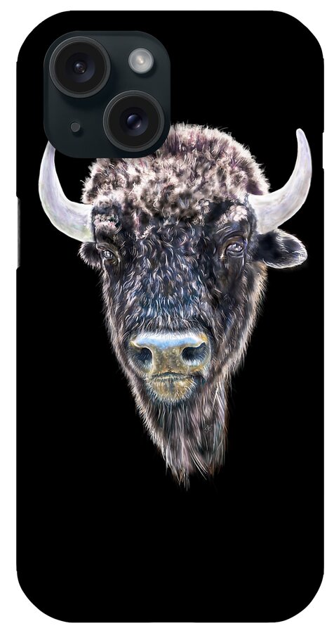Buffalo iPhone Case featuring the digital art Buffalo, American Bison, Spirit Animal Col. by David Brodie