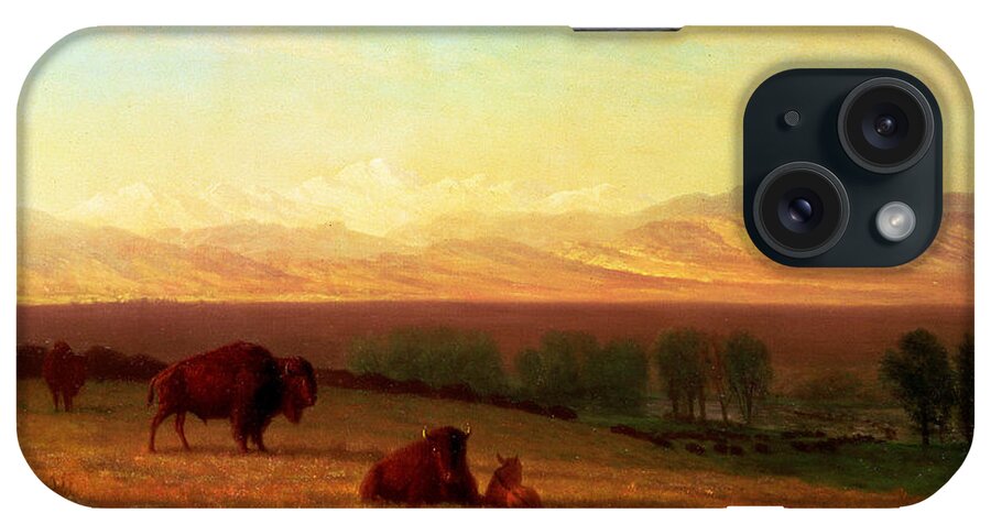 Bierstadt iPhone Case featuring the painting Buffalo on the Plains by Albert Bierstadt