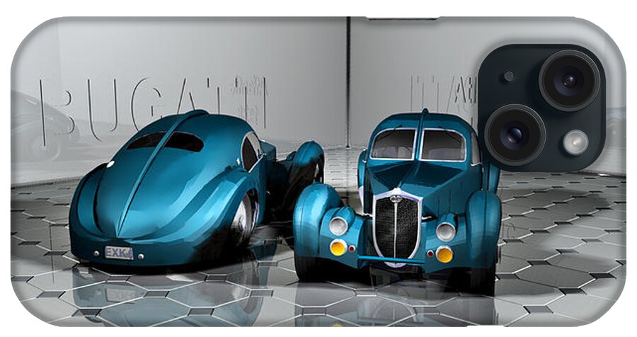 Bugatti iPhone Case featuring the digital art Bugatti Atlantic 1938 by Andrei SKY