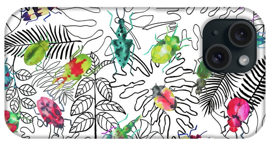 Bugs iPhone Case featuring the painting Bugs, Bugs, Bugs by Roleen Senic