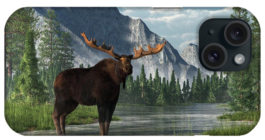 Bull Moose iPhone Case featuring the digital art Bull Moose by Daniel Eskridge