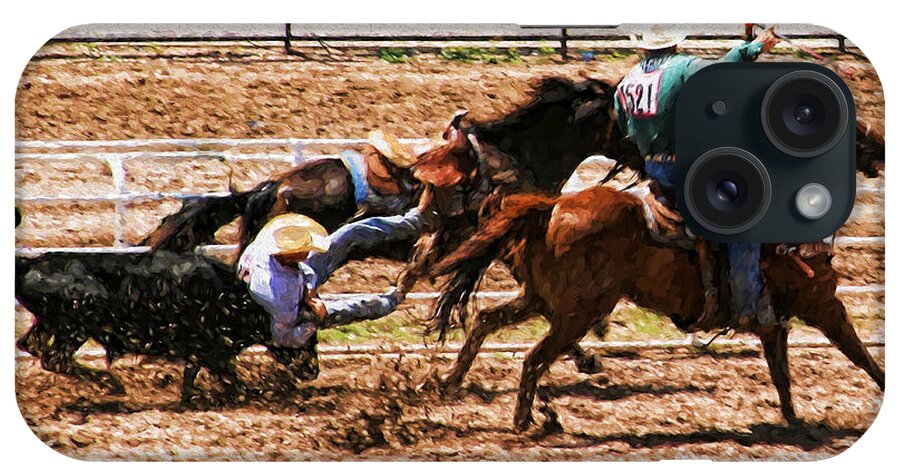 Rodeo iPhone Case featuring the photograph Bulldogging by John Freidenberg