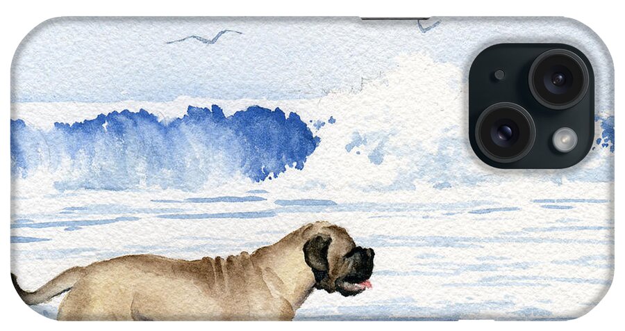 Bullmastiff iPhone Case featuring the painting Bullmastiff On The Beach by David Rogers