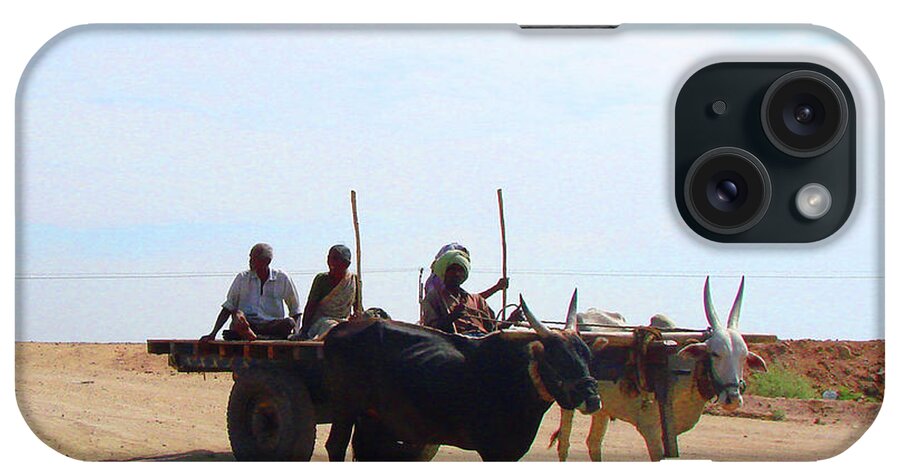 India iPhone Case featuring the photograph Bullock Cart near Dhone, Andhra Pradesh, India by Iqbal Misentropy
