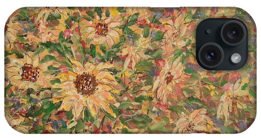 Flowers iPhone Case featuring the painting Burst Of Sunflowers. by Leonard Holland
