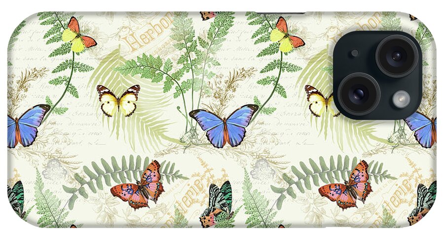 Butterflies iPhone Case featuring the digital art Butterflies In The Garden-C by Jean Plout