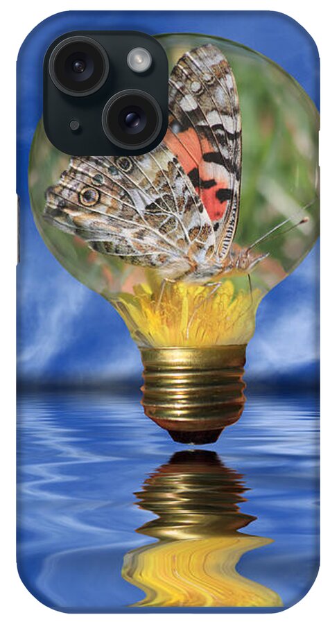 Butterfly iPhone Case featuring the photograph Butterfly In Lightbulb - Landscape by Shane Bechler