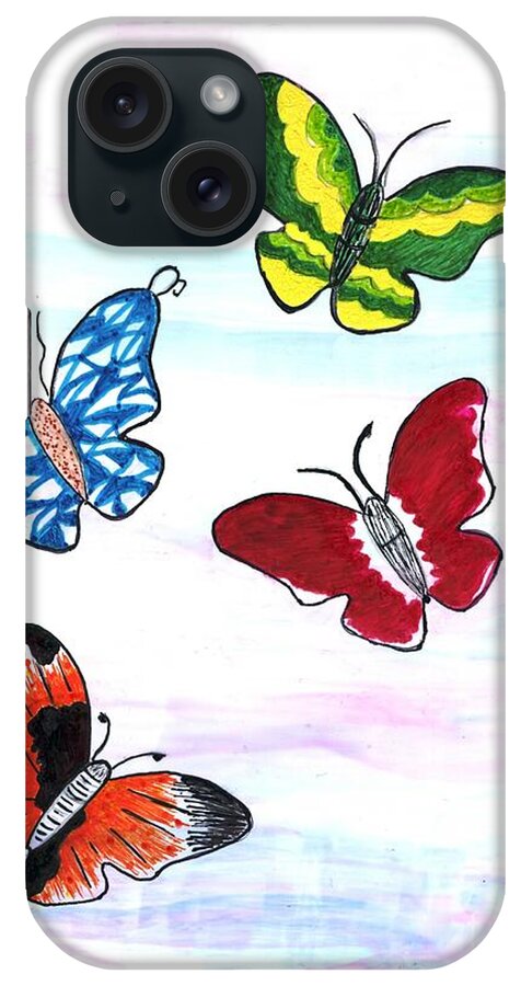 Ink iPhone Case featuring the painting Butterfly Tag by Mary Zimmerman