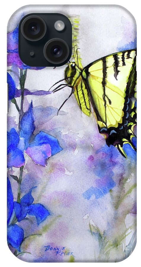 Tiger Swallowtail Butterfly iPhone Case featuring the painting Butteryfly Delight by Bonnie Rinier
