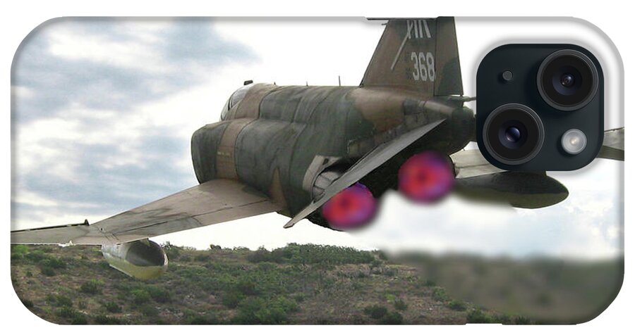 Vietnam Era Fighter Jet iPhone Case featuring the digital art Buzz The Tower by Gary Baird