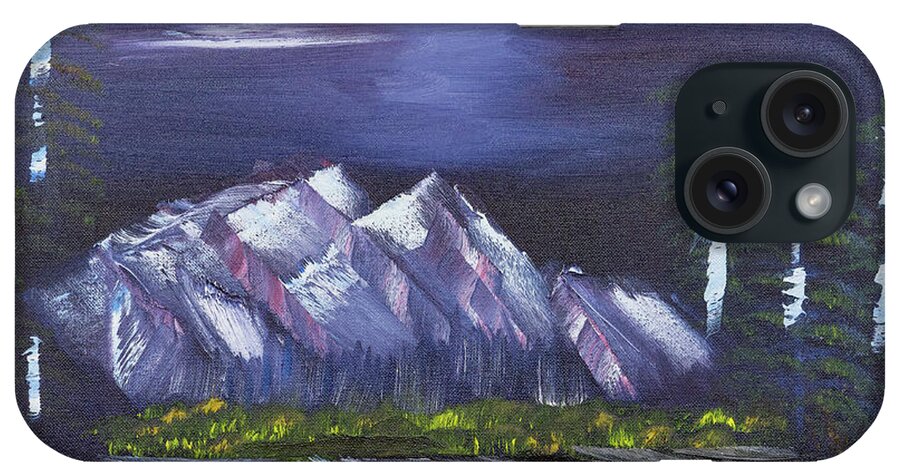 Mountains iPhone Case featuring the painting By Silvery Moonlight by Meryl Goudey