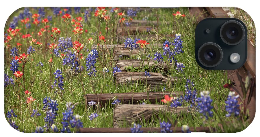 Bluebonnets iPhone Case featuring the photograph By the Tracks by Cathy Alba