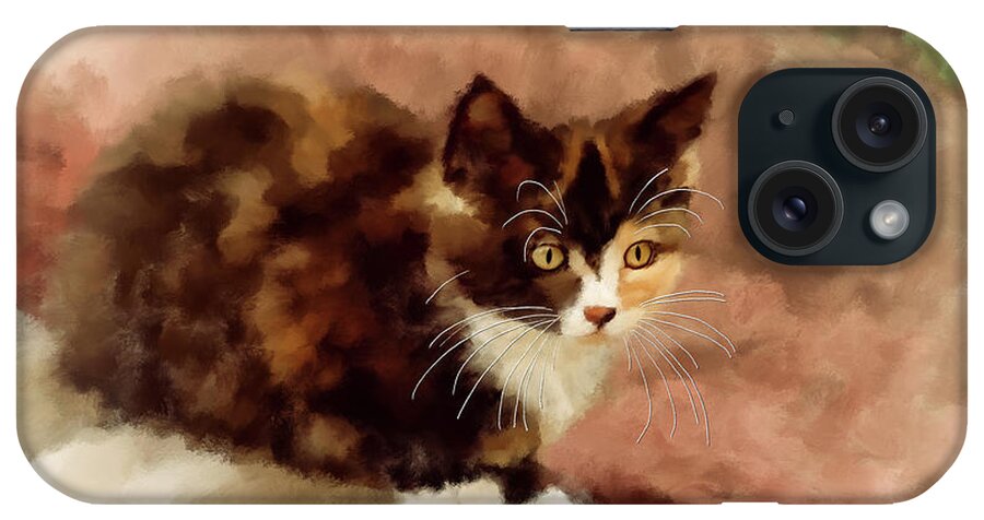 Kitten iPhone Case featuring the digital art Calico Kitten by Lois Bryan
