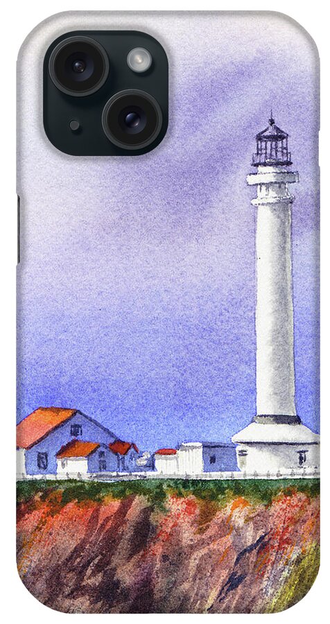 Lighthouse iPhone Case featuring the painting California Lighthouse Point Arena by Irina Sztukowski