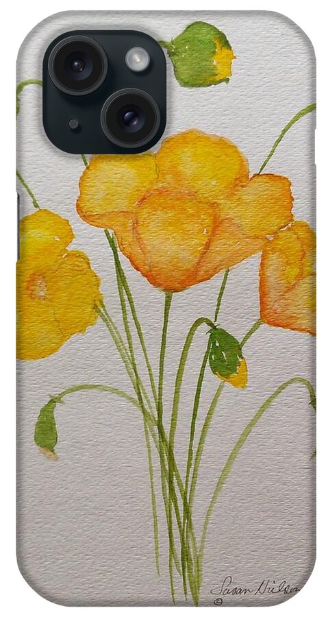 Yellow Poppies iPhone Case featuring the painting California Poppin' by Susan Nielsen