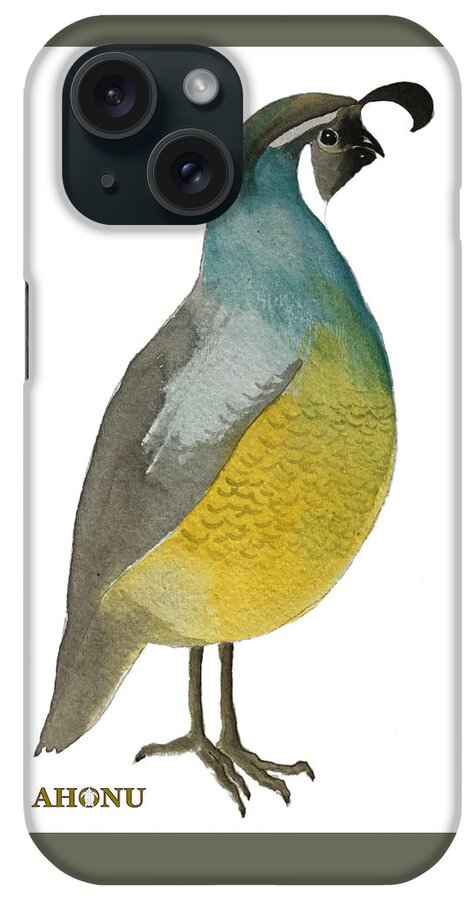 California iPhone Case featuring the painting California Quail Posing by AHONU Aingeal Rose