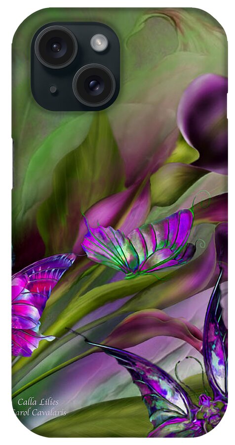 Calla Lilies iPhone Case featuring the mixed media Calla Lilies by Carol Cavalaris
