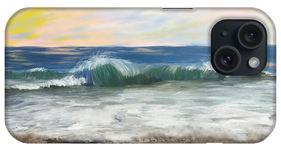 Calm Day At The Wedge Newport Beach iPhone Case featuring the painting Calm Day at the Wedge Newport Beach by Angela Stanton