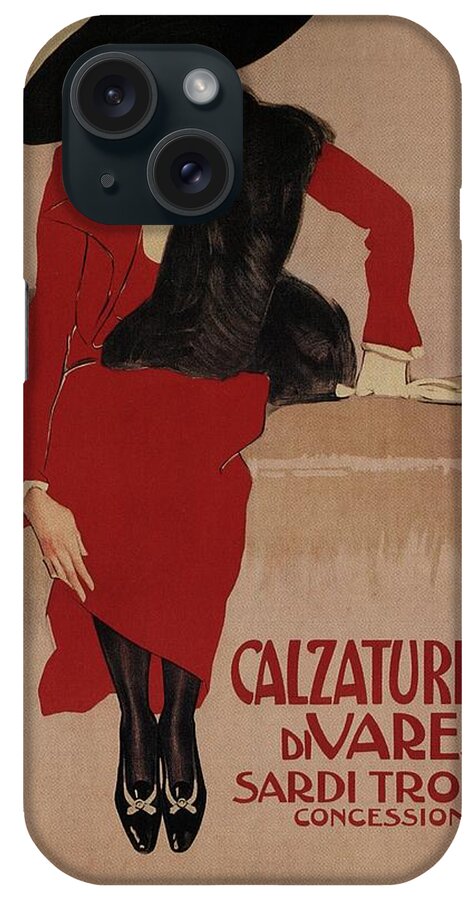 Calzaturificio Di iPhone Case featuring the mixed media Calzaturificio Di Varese - Shoe Factory - Vintage Advertising Poster by Studio Grafiikka
