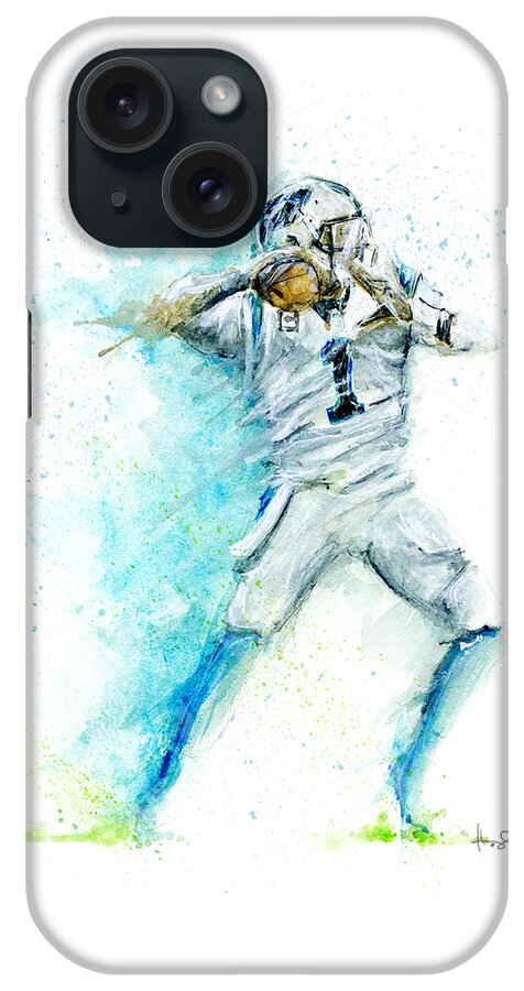 Cam Newton iPhone Case featuring the painting Cam by Dave Baysden