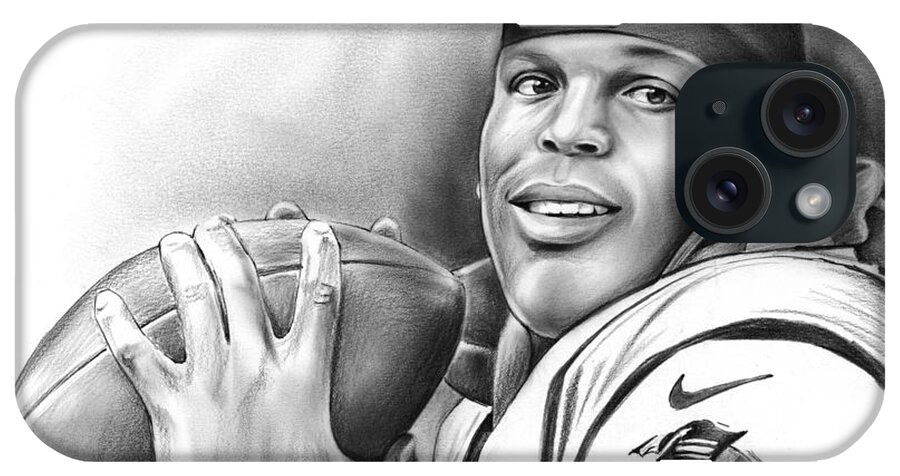 Cam Newton iPhone Case featuring the drawing Cam Newton by Greg Joens