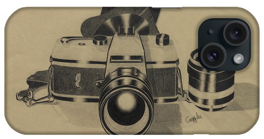 Camera iPhone Case featuring the drawing Camera by Gregory Lee