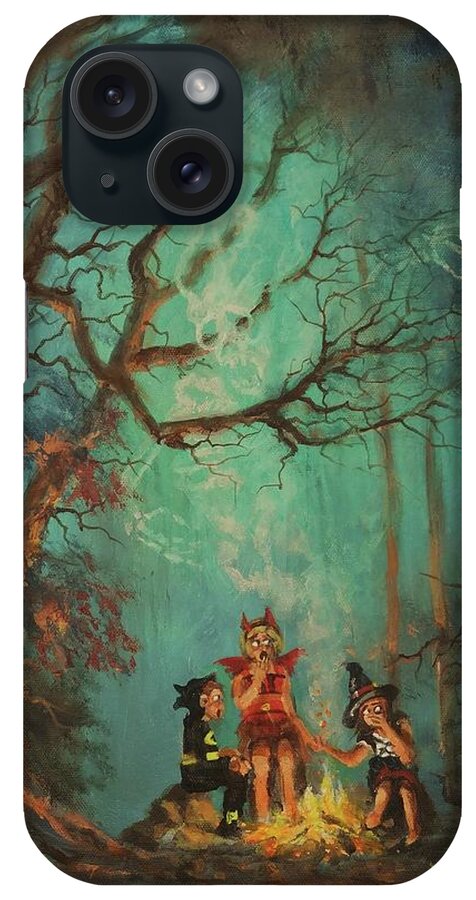 Halloween iPhone Case featuring the painting Campfire Ghost by Tom Shropshire