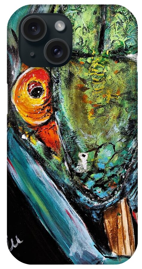 Chameleon iPhone Case featuring the painting Can you see me now? by Lucy Matta