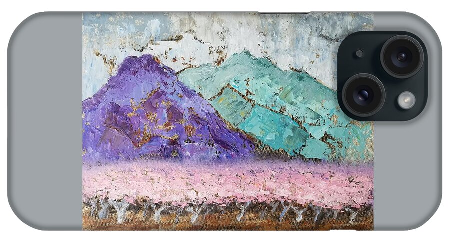 Canigou iPhone Case featuring the painting Canigou with Blooming Peach Trees by Vera Smith