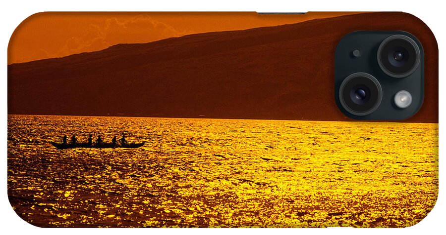 A13e iPhone Case featuring the photograph Canoe Paddling At Sunset by Dana Edmunds - Printscapes
