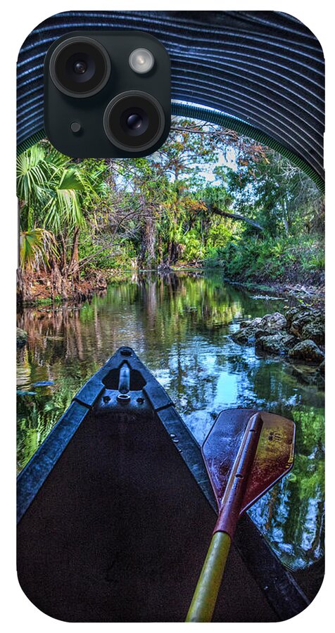 Boats iPhone Case featuring the photograph Canoeing Through the Tunnel by Debra and Dave Vanderlaan