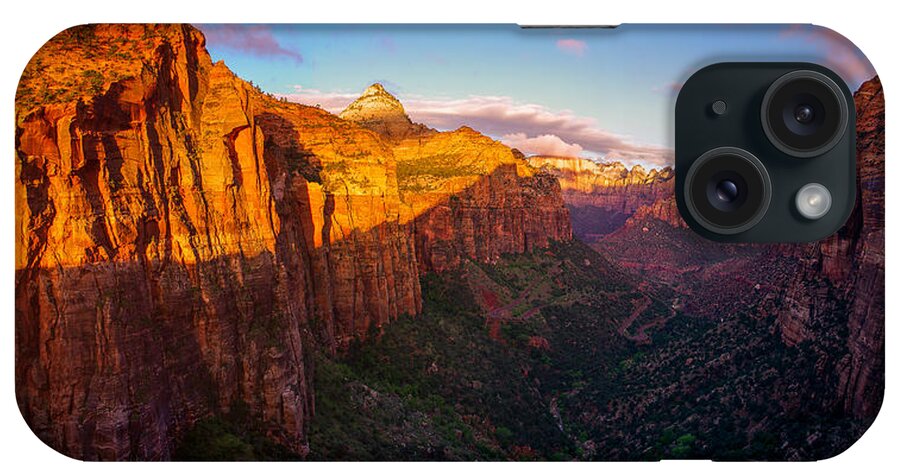 Adventure iPhone Case featuring the photograph Canyon Overlook Sunrise Zion National Park by Scott McGuire