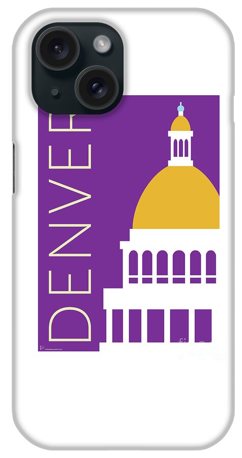 Denver iPhone Case featuring the digital art DENVER Capitol/Purple by Sam Brennan