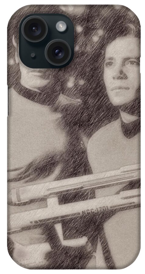 Celebrity iPhone Case featuring the painting Captain Kirk and Spock from Star Trek by Esoterica Art Agency