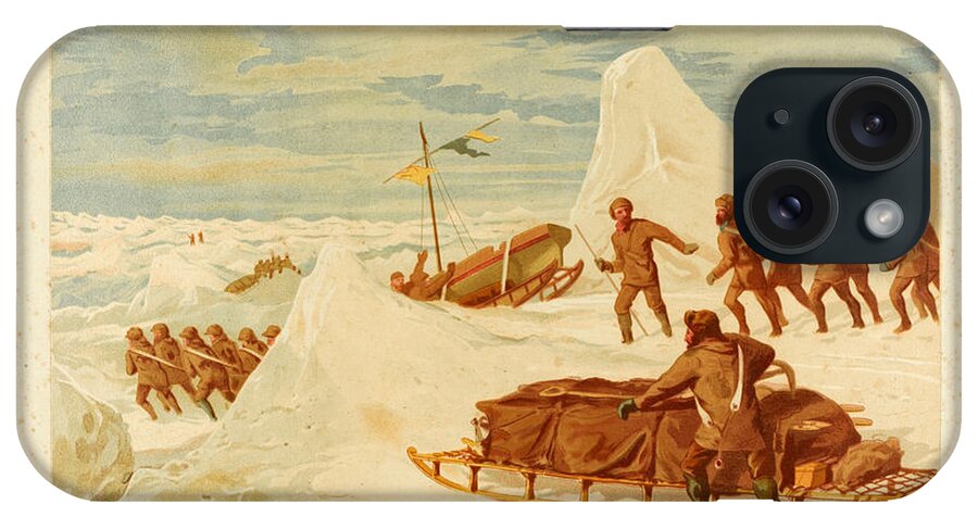 Edward Lawton Moss iPhone Case featuring the drawing Captain Markham's northern detachment being assisted back to their ship by Edward Lawton Moss