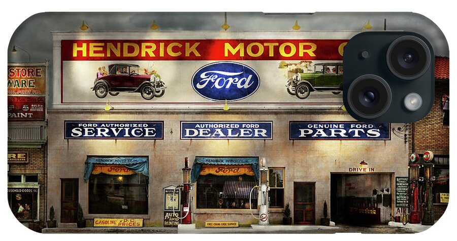 Hendrick Motor iPhone Case featuring the photograph Car - Garage - Hendricks Motor Co 1928 by Mike Savad