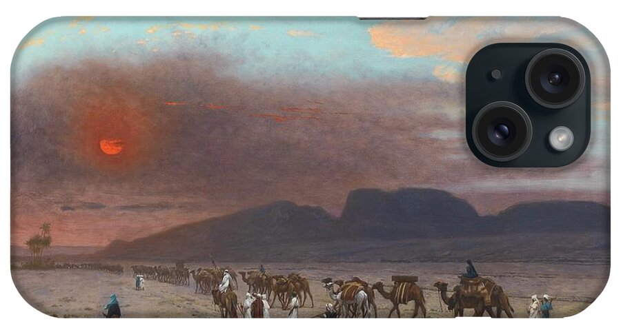 Jean-lon Grme 1824 - 1904 French - Caravane Dans Le Desert iPhone Case featuring the painting Caravane Dans Le Desert by Jean Leon