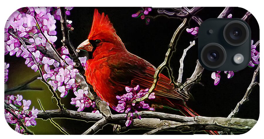Cardinal iPhone Case featuring the photograph Cardinal in Bloom by Bill and Linda Tiepelman