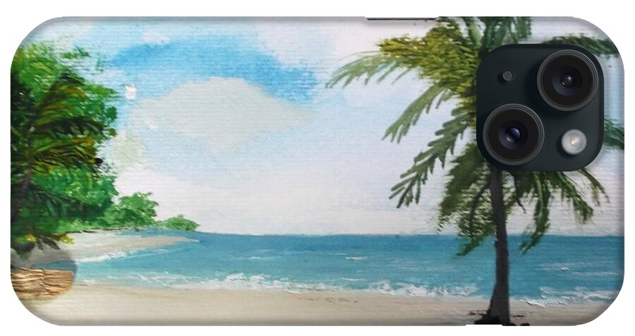 Caribbean iPhone Case featuring the painting Caribbean beach by Carole Robins