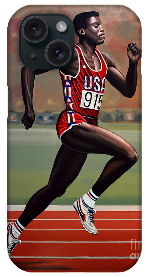 Carl Lewis iPhone Case featuring the painting Carl Lewis by Paul Meijering
