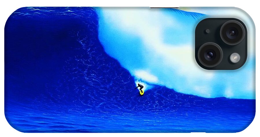 Surfing iPhone Case featuring the painting Mavericks 2001 by John Kaelin