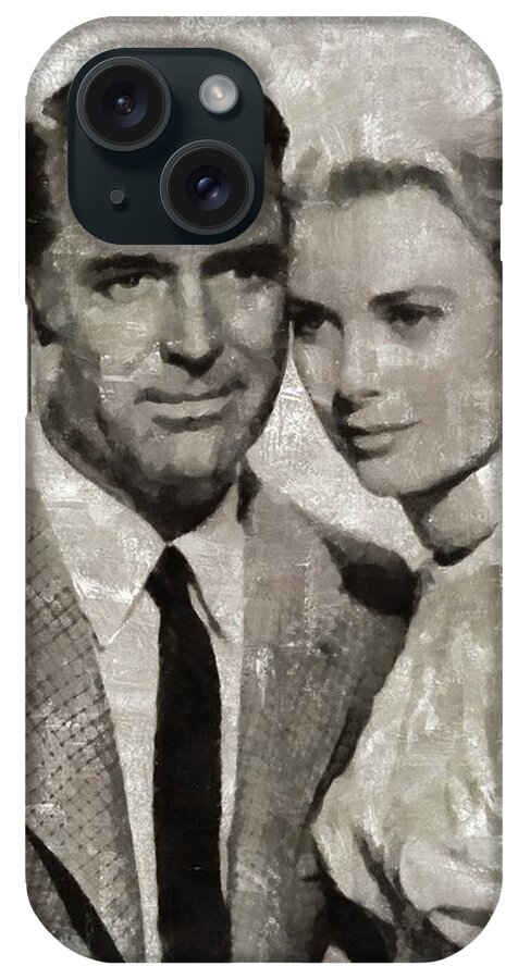 Cary iPhone Case featuring the painting Cary Grant and Grace Kelly, Hollywood Legends by Esoterica Art Agency