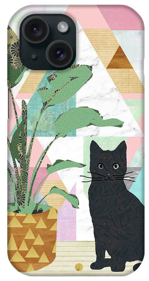 Cat iPhone Case featuring the mixed media Cat Collage by Claudia Schoen