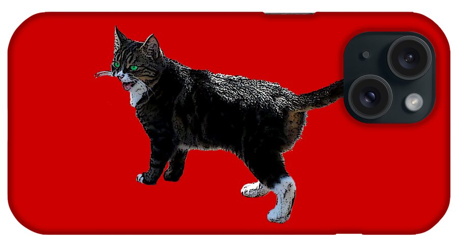 Digital Art iPhone Case featuring the digital art Cat says by Francesca Mackenney
