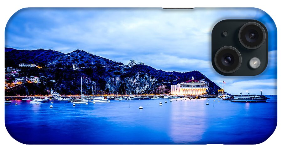 America iPhone Case featuring the photograph Catalina Island Avalon Bay at Night Picture by Paul Velgos