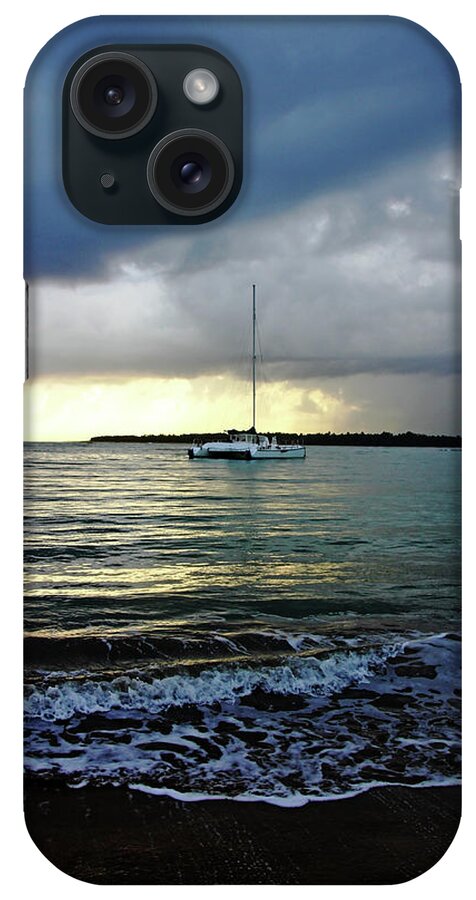 Dominican Republic iPhone Case featuring the photograph Catamaran At Sunrise by Debbie Oppermann